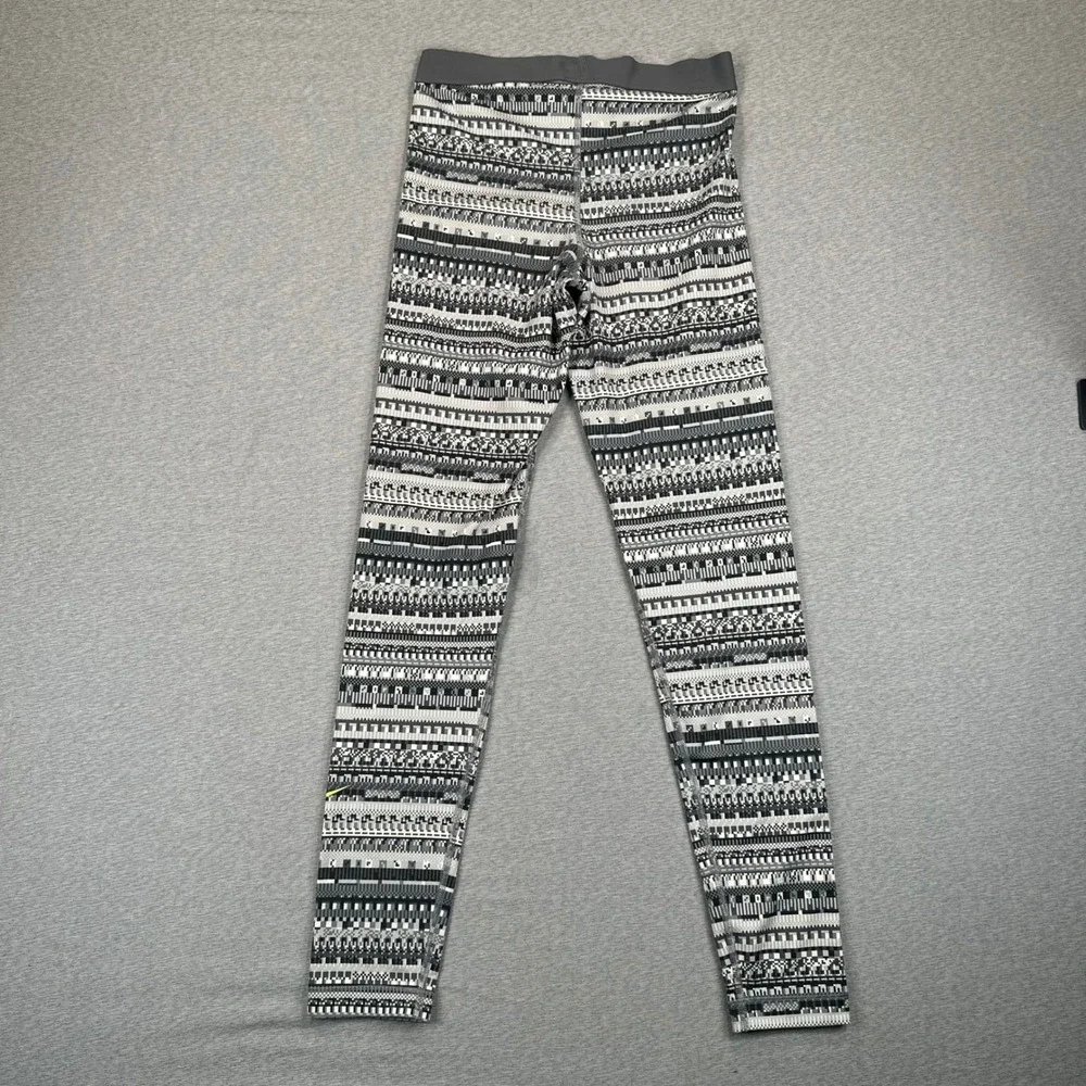 Nike Pro Dri-FIT Leggings Womens M Black Grey Pixelated Geometric Compression